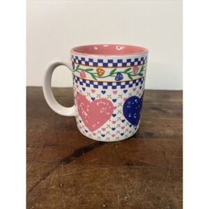 Hearts Delight Collection Pink Purple Heart Coffee 8 oz Mugs 1986